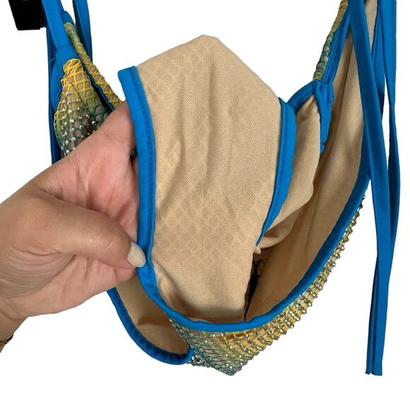 Pretty Little Thing Plus Turquoise Diamante Tie Side Bikini Bottoms XL/XXL - Picture 5 of 6